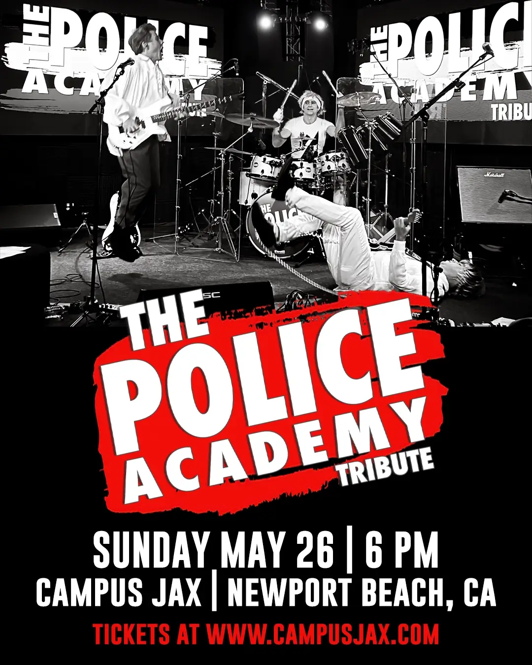 The Police Academy live at Campus Jax in Newport Beach, CA on Sunday May 26, 2024 starting at 6 PM