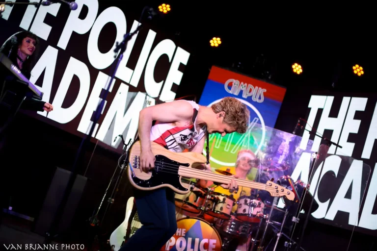 Joshua jamming out as Sting at Campus Jax | The Police Academy tribute