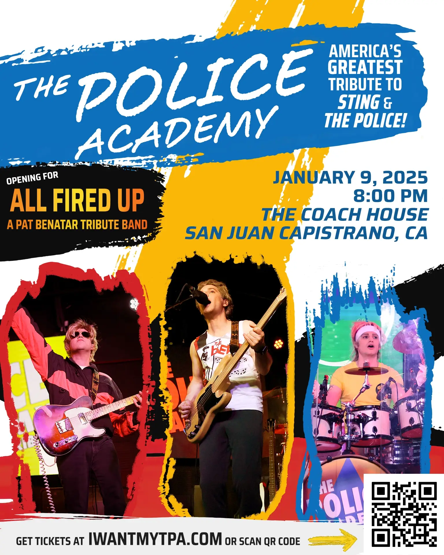 The Police Academy is coming to the Coach House Concert Hall in San Juan Capistrano on January 9, 2025.